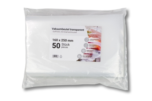 Vakuumbeutel 200 x 300mm 90my stark 10 Pck. a 50 Stck transparent strukturiert mit Diamantmuster