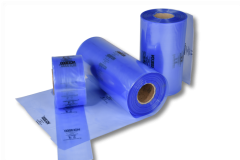 Metallschutz Schlauchfolie 150mm breit, 100my stark, blau - transparent, 100 Meter Laufl�nge
