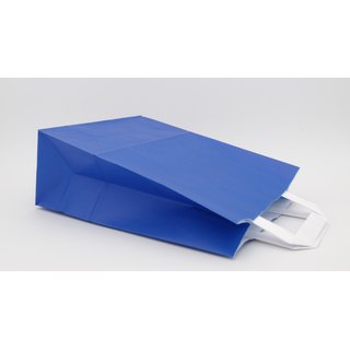 Blaue Papiertragetaschen glatt und unbedruckt mit Innenflachhenkel aus Papier MIDI 22+10x28cm. (B + T x H) 250 Stck
