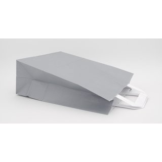 Graue Papiertragetaschen glatt und unbedruckt mit Innenflachhenkel aus Papier MINI 18+8x22cm. (B + T x H) 250 Stck