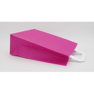 Pinke Papiertragetaschen glatt und unbedruckt mit Innenflachhenkel aus Papier MINI 18+8x22cm. (B + T x H) 250 Stck